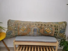 Aztec Lumbar Pillow Kilim Cushion Cover 16x42 Vintage Lumbar Pillow Cover Throw