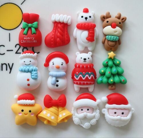 20Pcs Assorted Cute Christmas Ornaments Flatback Resin Buttons for Crafts Decor - Picture 1 of 12