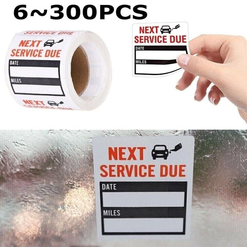 300 Oil Change Service Reminder Stickers Window Lite Sticker Pack 2"x2" US