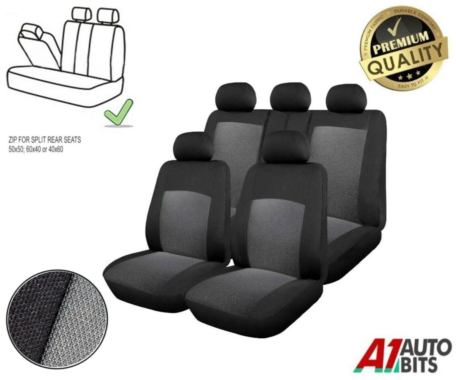 Car Split Rear Seat Covers Full Set Grey Fabric For Ford Focus Mondeo Fiesta