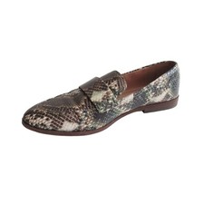 Madewell The Alex Loafer In Snake Embossed Leather 5.5 Brown Green Flats Preppy