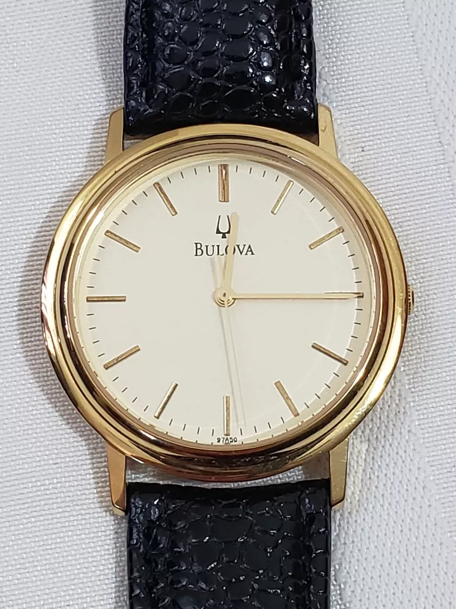Bulova leather watch cheap