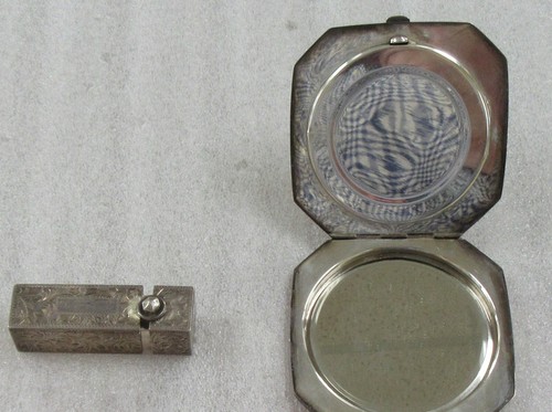 Rara custodia vintage argento .950 rossetto e polvere * 168,32 grammi * prezzo basso - Foto 7 di 7