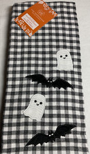 RACHEL ASHWELL FARMHOUSE (2) KITCHEN TOWELS  BAT GHOST BLACK WHITE 20 X 24 NWT