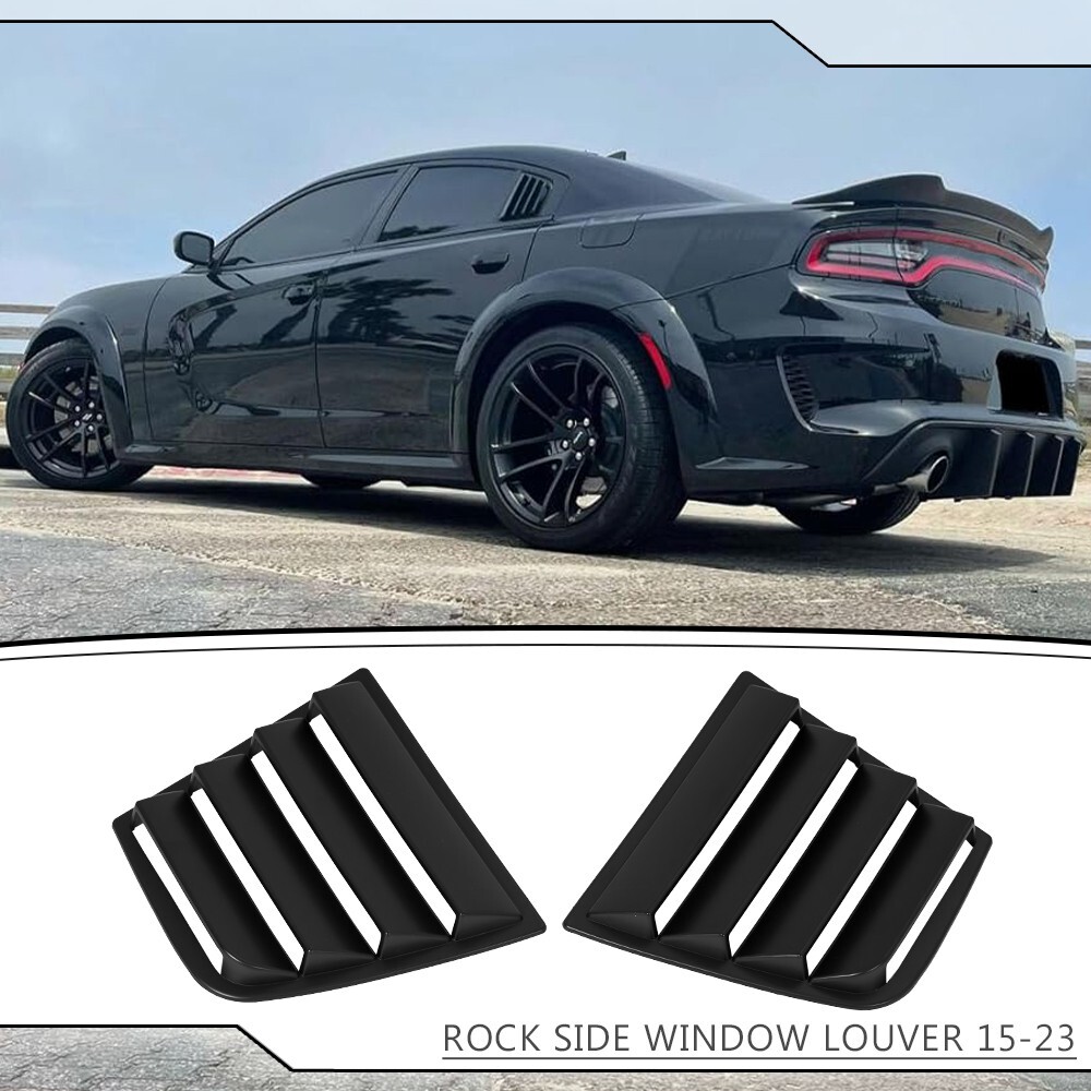 For 15-23 Dodge Charger SRT Matte Black Rear Side Window Louver Vent Cover Trim