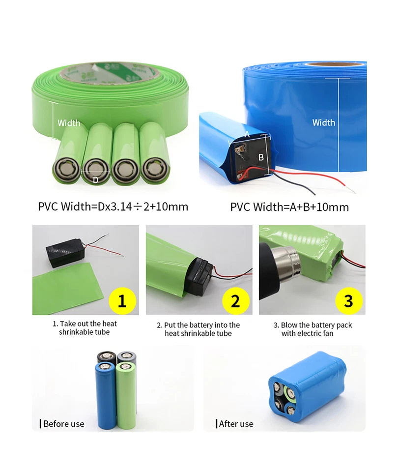 Paquete de baterías de PVC termocontraíbles LiPO NiMH NiCd RC de 7 mm a 125 mm de ancho Foto 2 de 4