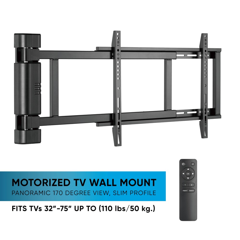 Motorized TV Wall Mount, Panoramic 170 Degree View for 32&rdquo;