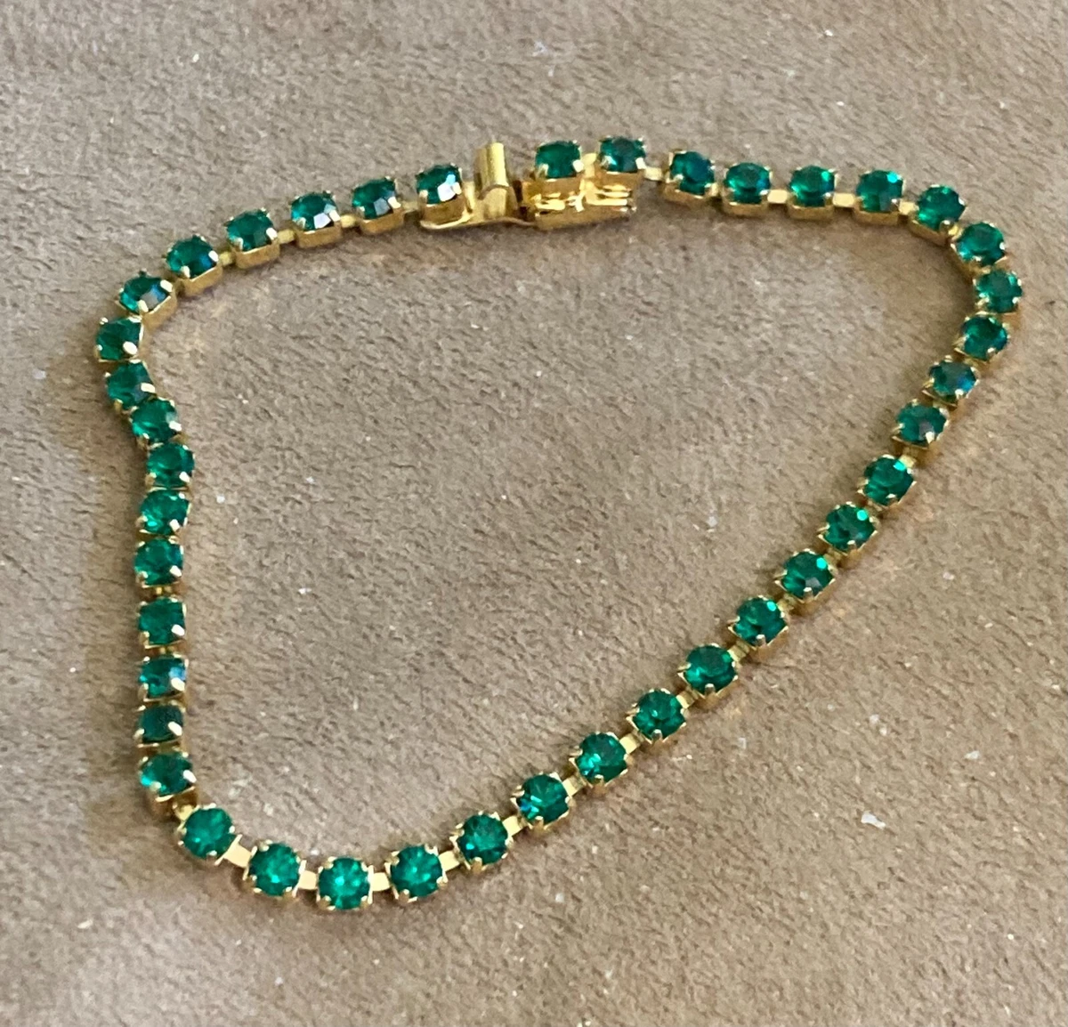 Monet Tennis Bracelet Gold Tone Green Rhinestones C36 30 eBay