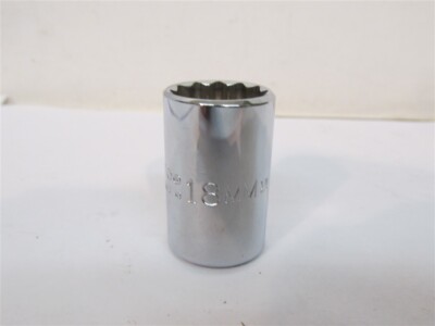Proto J5418M , 18mm Standard Socket, 1/2'' Drive, 12 Point, Chrome
