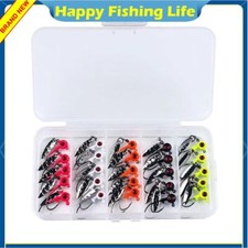 25/50PCS Glow Lead Jigs Fishing Hooks Crappie Ice Lure Head Bait Box Kit Tackle