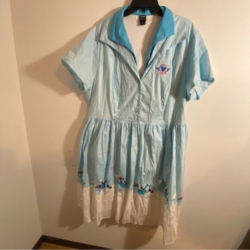 Disney Mickey Minnie Mouse Airplane Retro Dress Sz 24 Her Universe Blue White - Picture 4 of 10