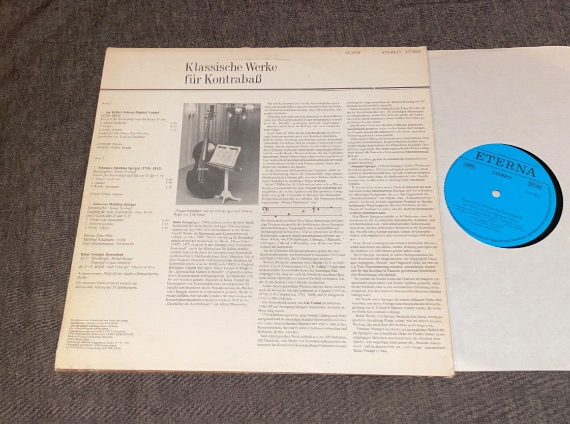 Eterna 827803 ed1 Klaus Trumpf: Vanhal, Sperger: Classical works