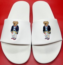 Polo Ralph Lauren Bear Edition White Slides Multiple Sz Mens NEW