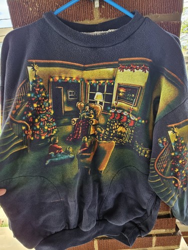 Vintage ART UNLIMITED Holiday Spirit Christmas Pullover Sweater All Over Graphic - Picture 2 of 6