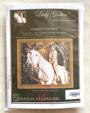 Kustom Krafts Inc - LADY GODIVA Cross Stitch Kit #95197 Dyan Allaire NEW Unicorn