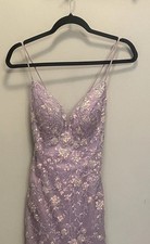 Lavender Floral Embellished Homecoming Dress