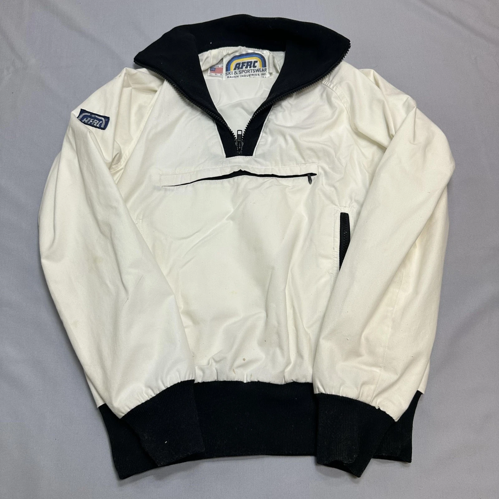 Vintage AFRC Ski Jacket Womens 10 White 1/2 Zip Raven Industries USA 80s Retro