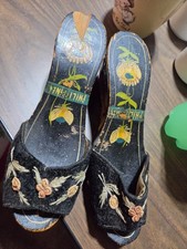 VTG 1940'S HANDCARVED SANDALS PHILLIPINES SOUVENIR WWII
