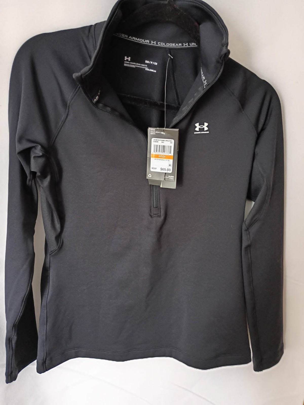 Under Armour womens Cold Gear Black 1/2 zip sweatshirt small NWT $65.00 thumbnail 2
