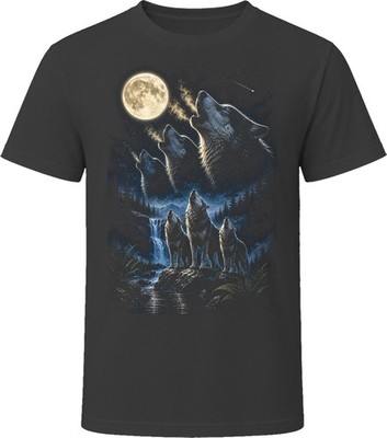 Wolf Pack Howling at the Moon T Shirt