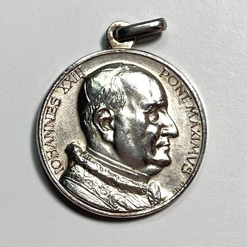 Vintage Pope Johannes XXIII Medal Pendant .800 Silver Catholic Maximvs - P45 - Picture 4 of 10