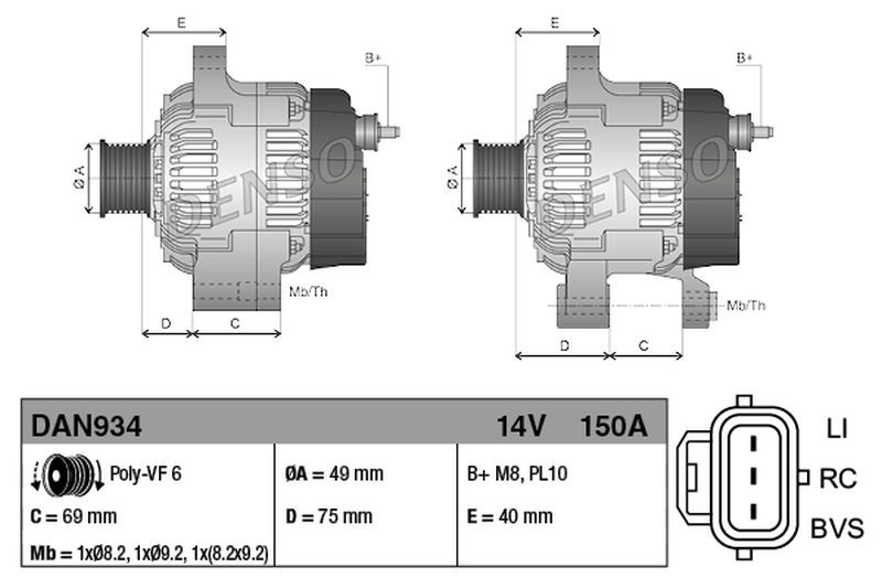 Alternator DAN934 Denso 1633079 3M5T10300NB 3M5T10300NC 30667072 30795495 New - Image 13