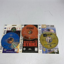 Soviet Strike & Thunder Strike & Sim City 2000 (Sega Saturn) Disc with Manuals