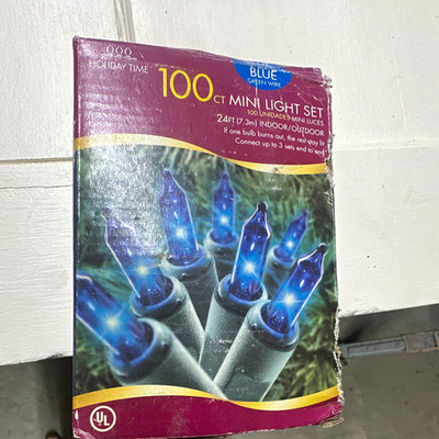 Holiday Time 100 Mini Blue String Lights 24 ft Green Cord Indoor/Out