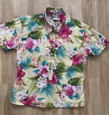Go Barefoot Hawaiian Shirt Women’s M Popover Floral Aloha Cotton USA