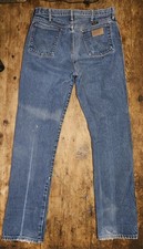 Vtg Wrangler Jeans Mens Actual 34 x 35 Cowboy 13MWZ Made USA Faded Distressed