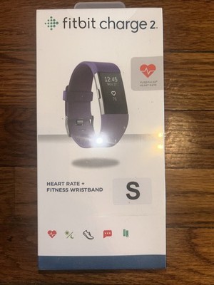 Fitbit Charge 2 Heart Rate and Fitness Activity Tracker S+L Band Purple Sealed