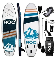 ROC Inflatable Paddleboard Set W/ Premium SUP Paddle Board Accessories.Navy. New