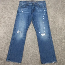 Mavi Jeans Mens 36x32 Blue Josh Bootcut Distressed Western Faded Denim Pants Zip