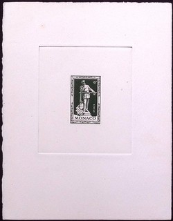 MONACO: 1949 Centenary of Birth of Prince Albert I Die Proof of 6F in Deep Green