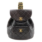 CHANEL Matelasse Backpack Daypack A10177 ChainBackpack COCO Mark black lam...