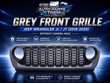 Black Front Grille For Jeep Wrangler Jl Jt 2018-2024 Wo Camera Hole