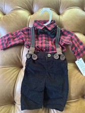 NWT Baby Boy Newborn Carter's Outfit With Suspenders And Bow Tie