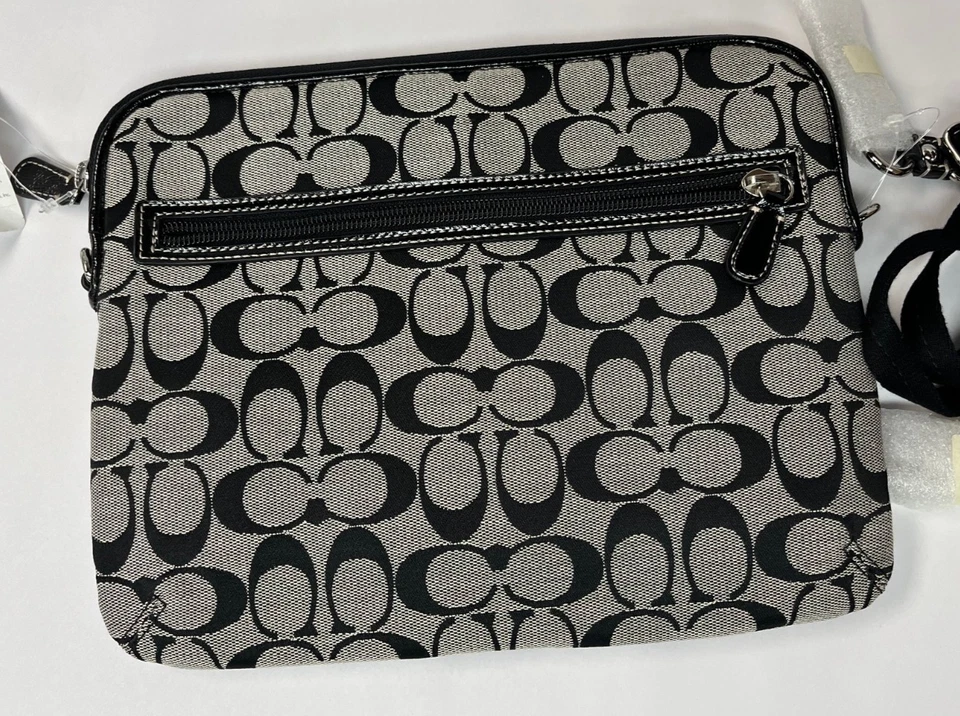 NEW Coach Black Signature Stripe Crossbody Shoulder Bag # 3219 - Image 3 of 4