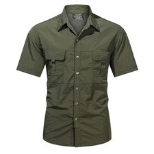 Mens Work Shirts Military Short Sleeves Air Force Army Cotton Casual Shirts Tops