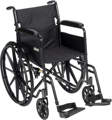 Black Silver Sport 1 Wheelchair - Removable Arms & Footrests, Swing Away Design