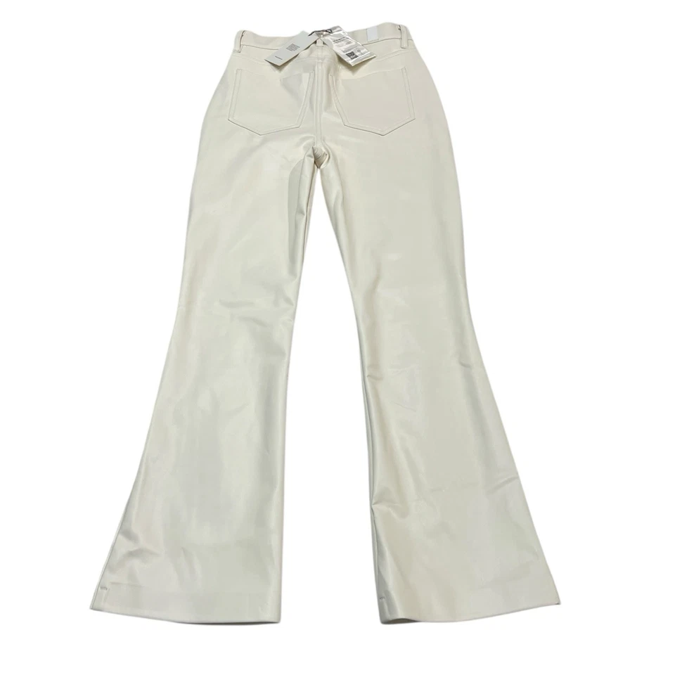 Pantalones de imitación de cuero 7 For All Mankind para mujer 23 pantalones bootcut blanco marfil Foto 2 de 4