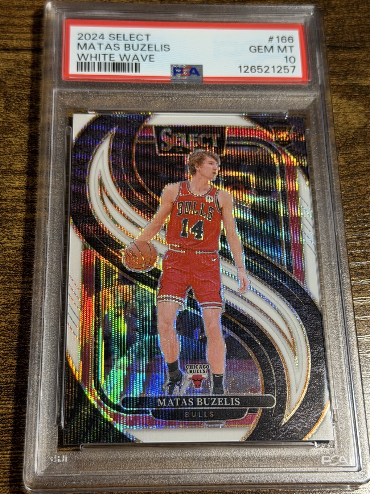 MATAS BUZELIS 2024 Panini Select White Wave Prizm /99 #166 Rookie Premier PSA 10