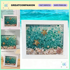 DIY Sea Glass Art Kit - Sea Turtle Resin Mosaic Craft for Adults, Beach Decor Gi