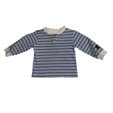 Disney Babies Vintage Mickey Mouse Blue Striped Shirt 12 Months Long Sleeve