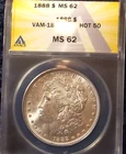 1888-P  MORGAN DOLLAR  *BLAST WHITE*  MS-62  VAM-18 -HOT 50 *DOUBLE DIE REVERSE*