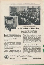 Magazine Ad - 1915 - AT&T / Bell System - A Wonder of Wonders