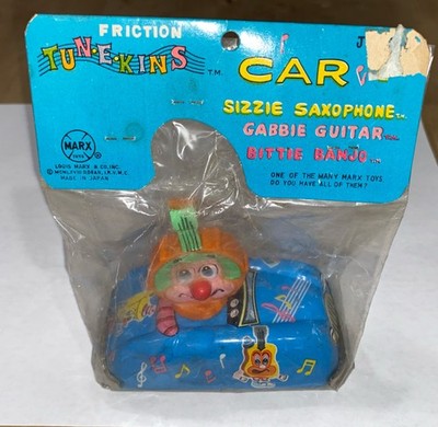 Vtg 1960s Marx Tin Friction Tun-E-Kins Tunekins Bittie Banjo Car New Packaging