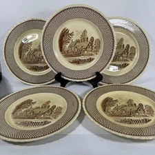 Myott Son & Co. Shakespeare Land Anne Hathaway's Cottage 10" Plate Set of 5