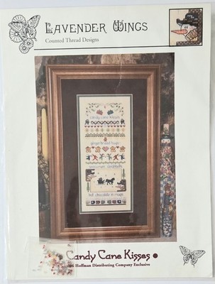 LAVENDER WINGS CANDY CANE KISSES SAMPLER, BEADS, CHARMS CROSS STITCH PATTERN-NEW