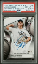 2025 TOPPS CHROME BLACK AUTOS WHITE REFRACTOR JACKSON JOBE 4/10 PSA 10 AUTO 9